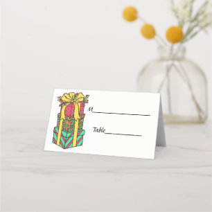 Stacked Wrapped Christmas Presents Xmas Place Card