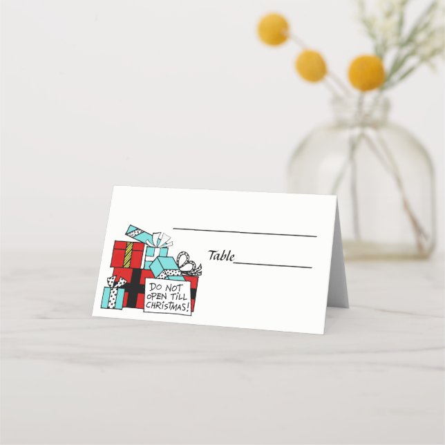Stacked Wrapped Christmas Presents Xmas Place Card (Back)