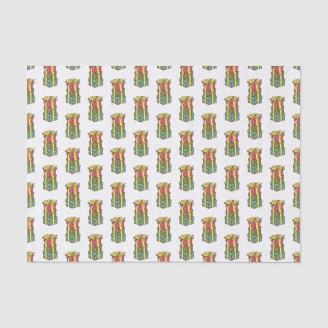 Stacked Wrapped Christmas Presents Xmas Tissue Paper (Front)