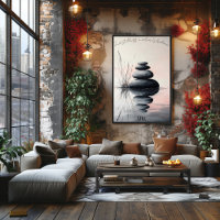 Stacked Zen Stones and Gentle Stream Art