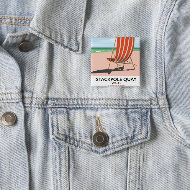 Stackpole Quay Wales beach travel poster 2 Inch Square Button (In Situ)