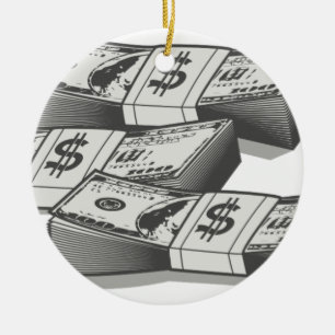 Stacks of Cash Ceramic Ornament