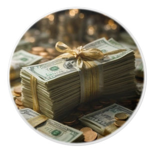 Stacks of Money Ceramic Knob