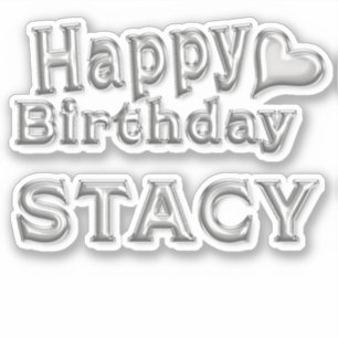 Stacy Happy Birthday Silver Autocollants