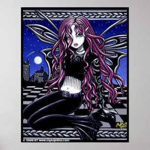 Stacy Pink Feary City Scape Tattooed Poster
