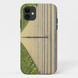 Stadium stairway between rows of green seats iPhone 11 case