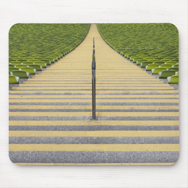 Stadium stairway between rows of green seats mouse pad (Front)
