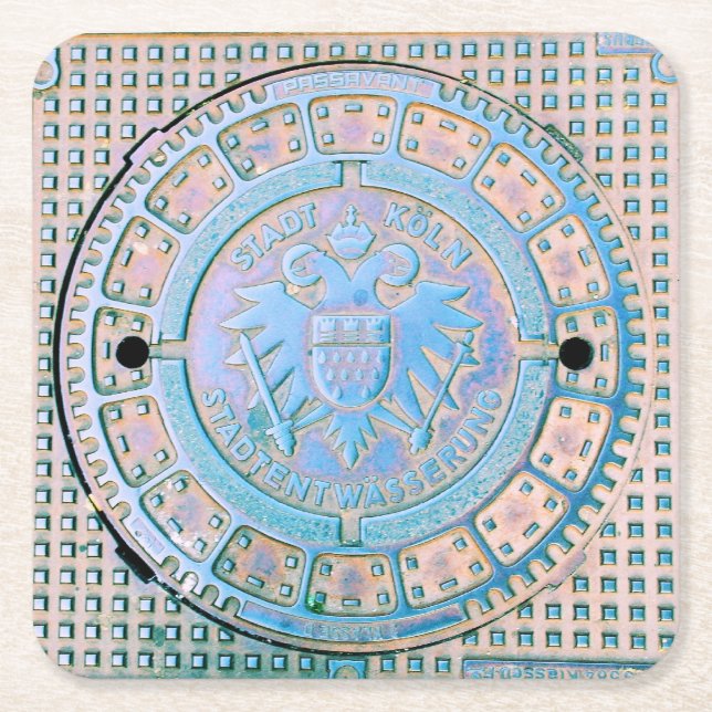 Stadt Koln, Germany (Cologne) Utility Cover Square Paper Coaster (Front)