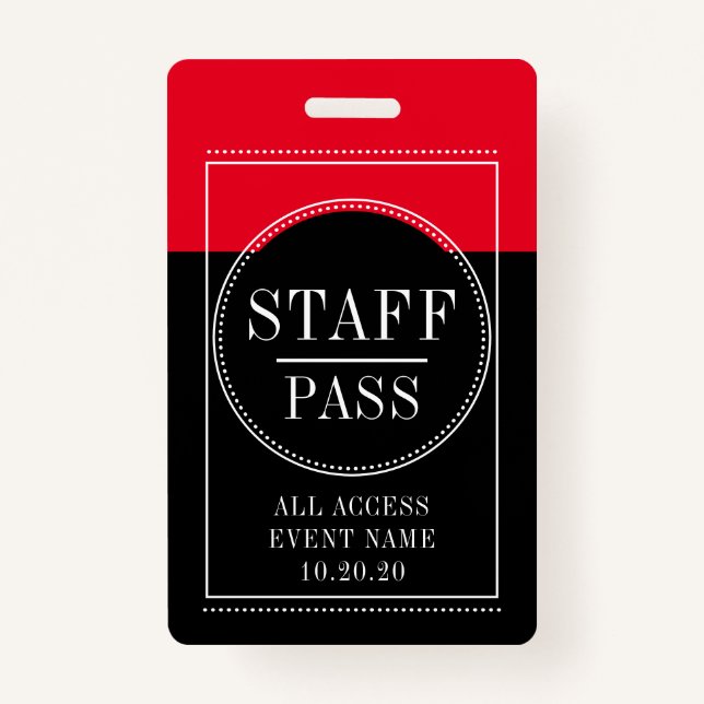 Staff All Access Event Red Black Badge (Front)