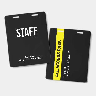 Staff All Access Pass Backstage ID Badge