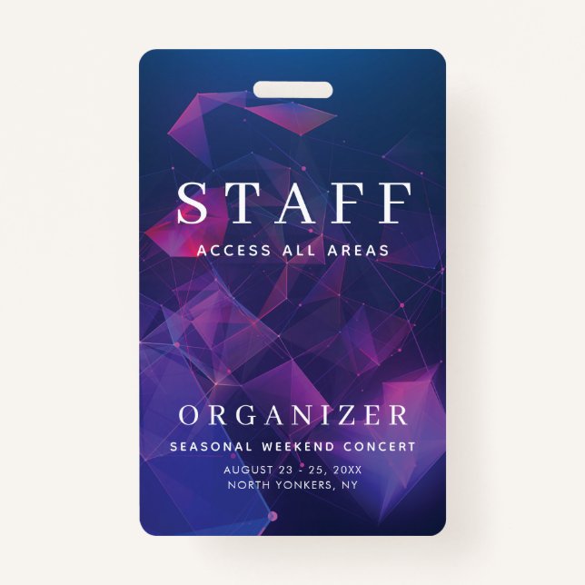 Staff All Access Pass Concert Backstage Geometric Badge (Front)
