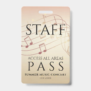 Staff All Access Pass Music Festival Badge