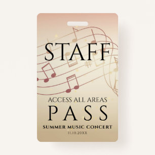 Staff All Access Pass Music Festival Badge