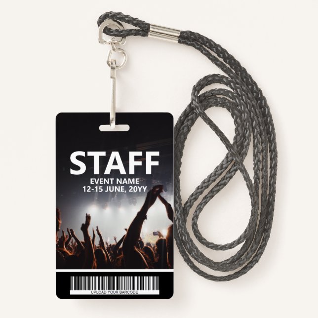 Staff Badge With Barcode Custom Event Access Pass (Front with Lanyard)