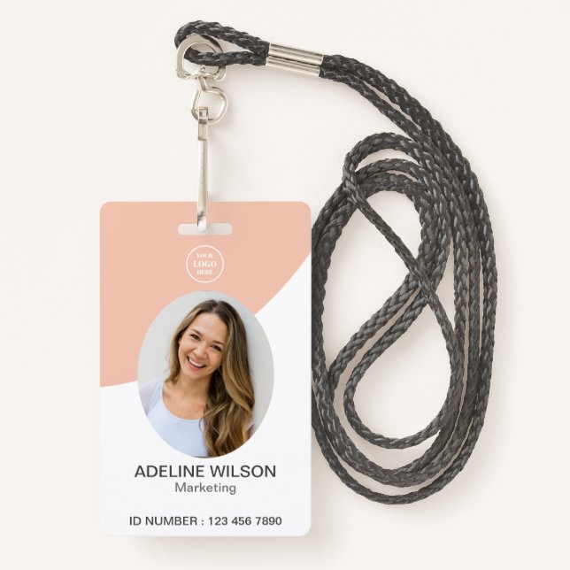 Staff Employee ID Photo Picture Identification  Badge (Front with Lanyard)