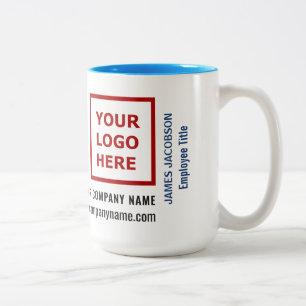 Staff Employee Personalized Name Logo Website Two-Tone Coffee Mug