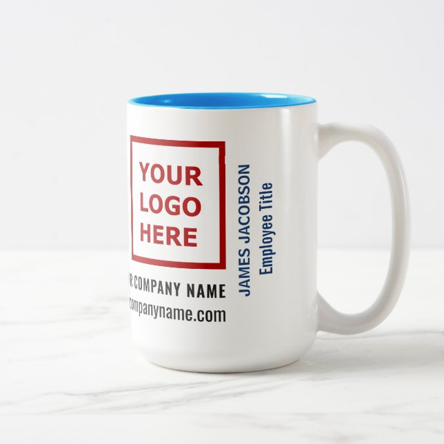 Staff Employee Personalized Name Logo Website Two-Tone Coffee Mug (Right)