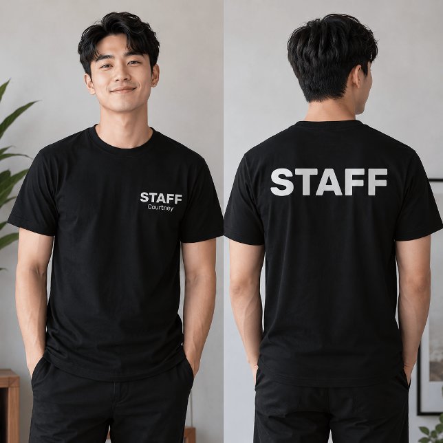 Staff Front Name Back Print Uniform T-Shirt (Creator Uploaded)