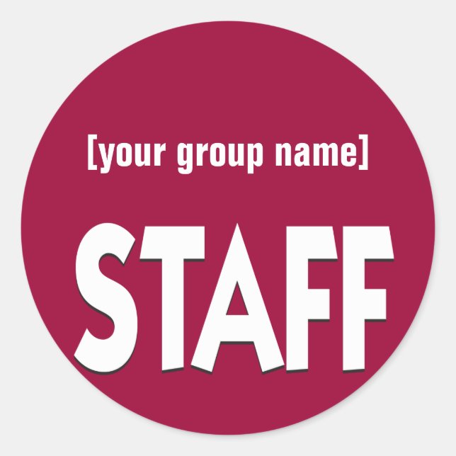 Staff identification badge custom classic round sticker (Front)