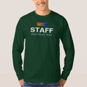 Staff Logo Text Mens Long Sleeve Deep Forest Green T-Shirt