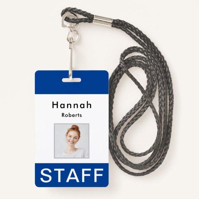 Staff Name Badge Custom Image ID Badge (Front with Lanyard)