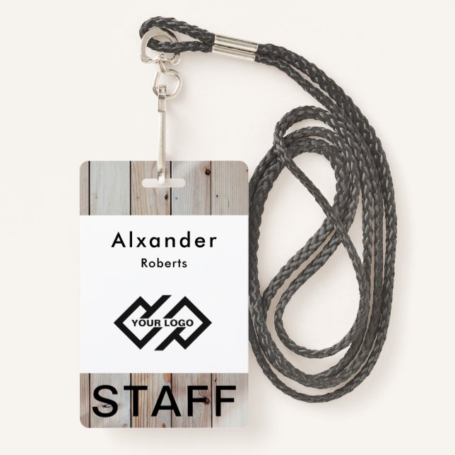 Staff Name Badge Custom Logo ID Badge (Front with Lanyard)