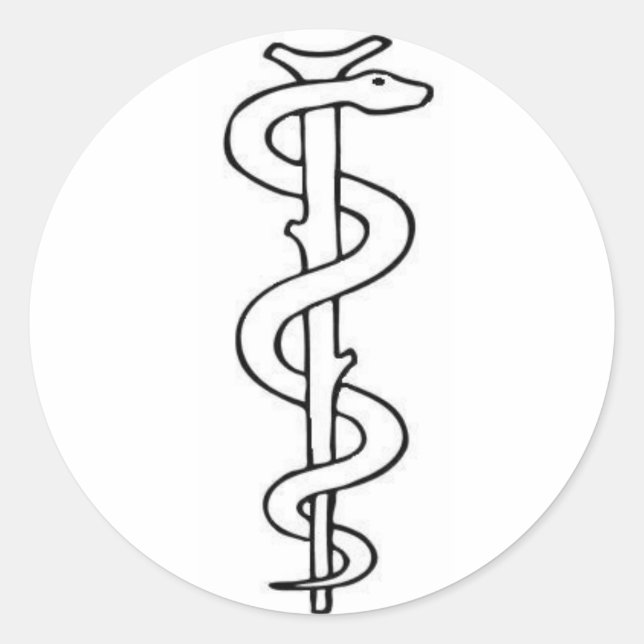     Staff of Asclepius Classic Round Sticker (Front)