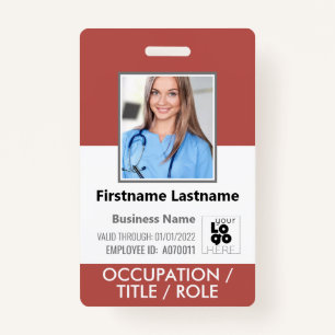 Staff Photo ID Card Barcode Logo Rectory Red Name Badge