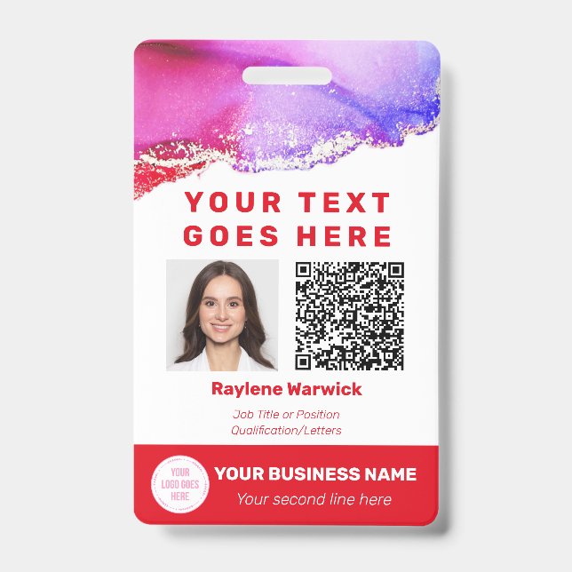 Staff Photo ID QR Code Red Badge (Front)