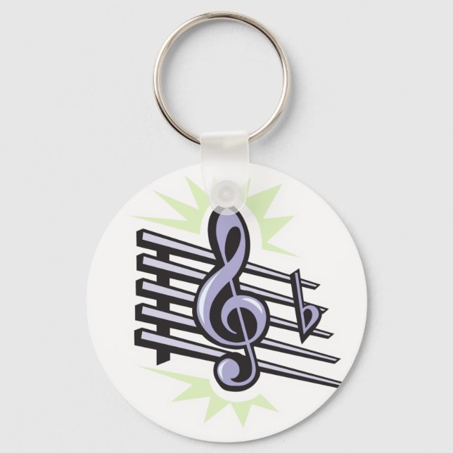 staff treble cleft music note design keychain (Front)