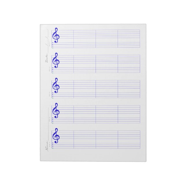 Staff & Ukulele Tab Paper – Printable Template Notepad (Rotated)