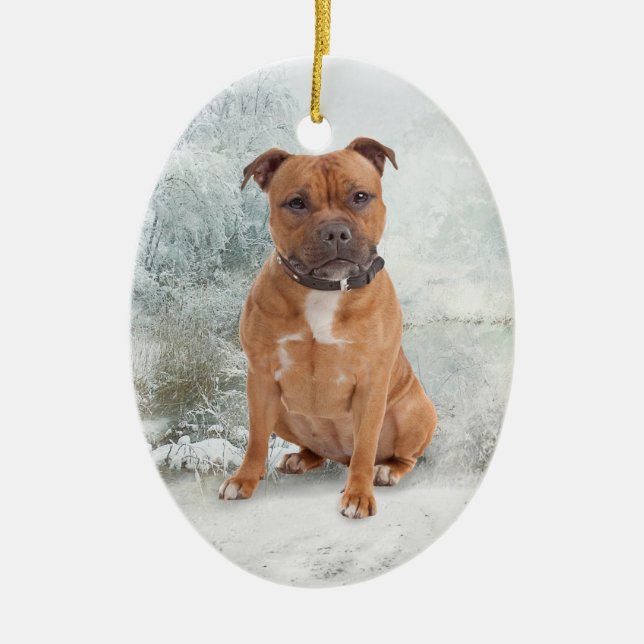 Staffie Christmas Ornament (Front)