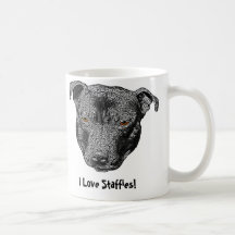 Staffie Head, 'I Love Staffies!' Mug