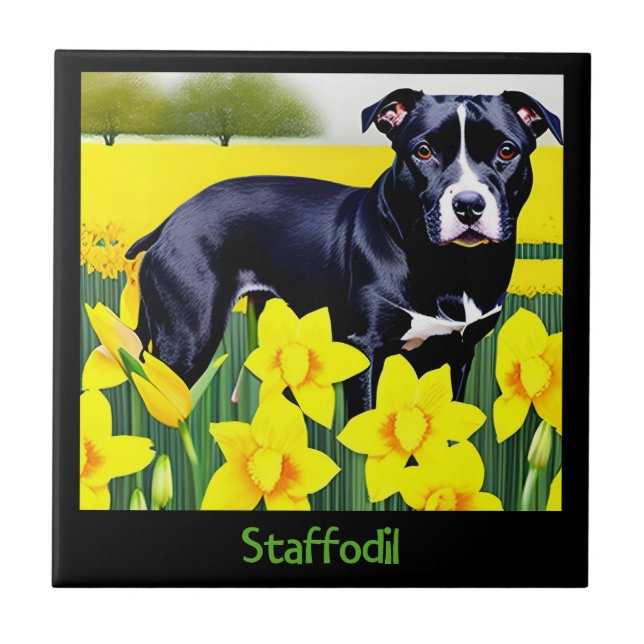 Staffodil - Staffy in the Daffodils Tile (Front)
