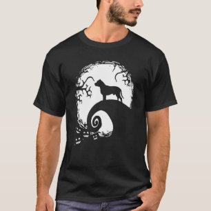 Staffordshire Bull Terrier And Moon Halloween T-Shirt