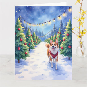 Staffordshire Bull Terrier at Christmas Tree Farm Card