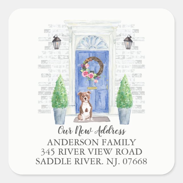 Staffordshire Bull Terrier Blue Door Address Label (Front)