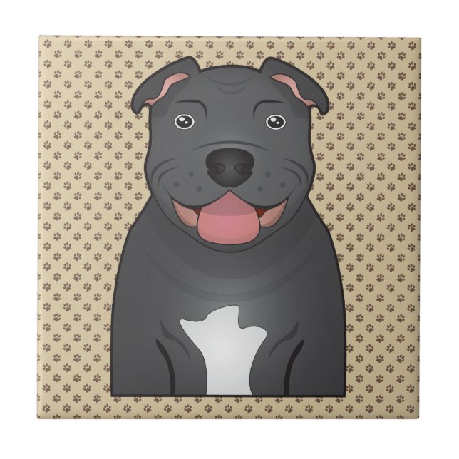 Staffordshire Bull Terrier Cartoon Tile (Front)