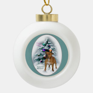 Staffordshire Bull Terrier Christmas Ceramic Ball Christmas Ornament