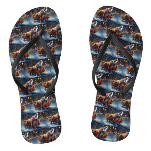 Staffordshire Bull Terrier Christmas Festive Flip Flops