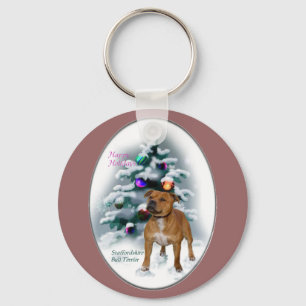 Staffordshire Bull Terrier Christmas Gifts Keychain