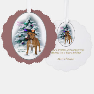 Staffordshire Bull Terrier Christmas Gifts Ornament Card