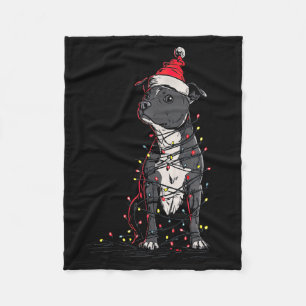 Staffordshire Bull Terrier Christmas Graphics Dog  Fleece Blanket