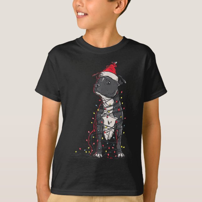 Staffordshire Bull Terrier Christmas Graphics Dog  T-Shirt (Front)