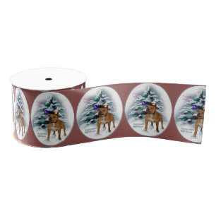 Staffordshire Bull Terrier Christmas Grosgrain Ribbon