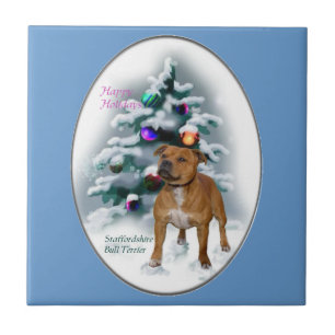 Staffordshire Bull Terrier Christmas Tile