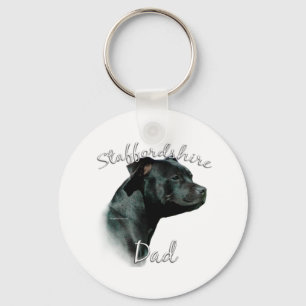 Staffordshire Bull Terrier Dad 2 Keychain