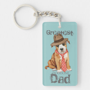 Staffordshire Bull Terrier Dad Keychain