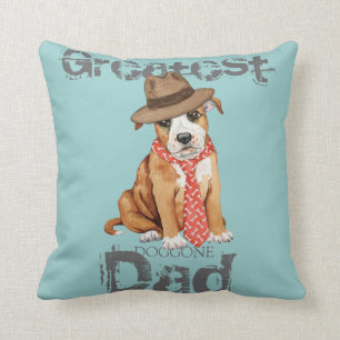 Staffordshire Bull Terrier Dad Throw Pillow