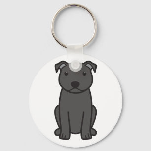 Staffordshire Bull Terrier Dog Cartoon Keychain